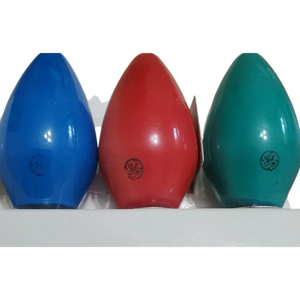 New GE C-9 1/4 Christmas Lamps 5-Pack Replacement Light Bulbs Colors Vintage